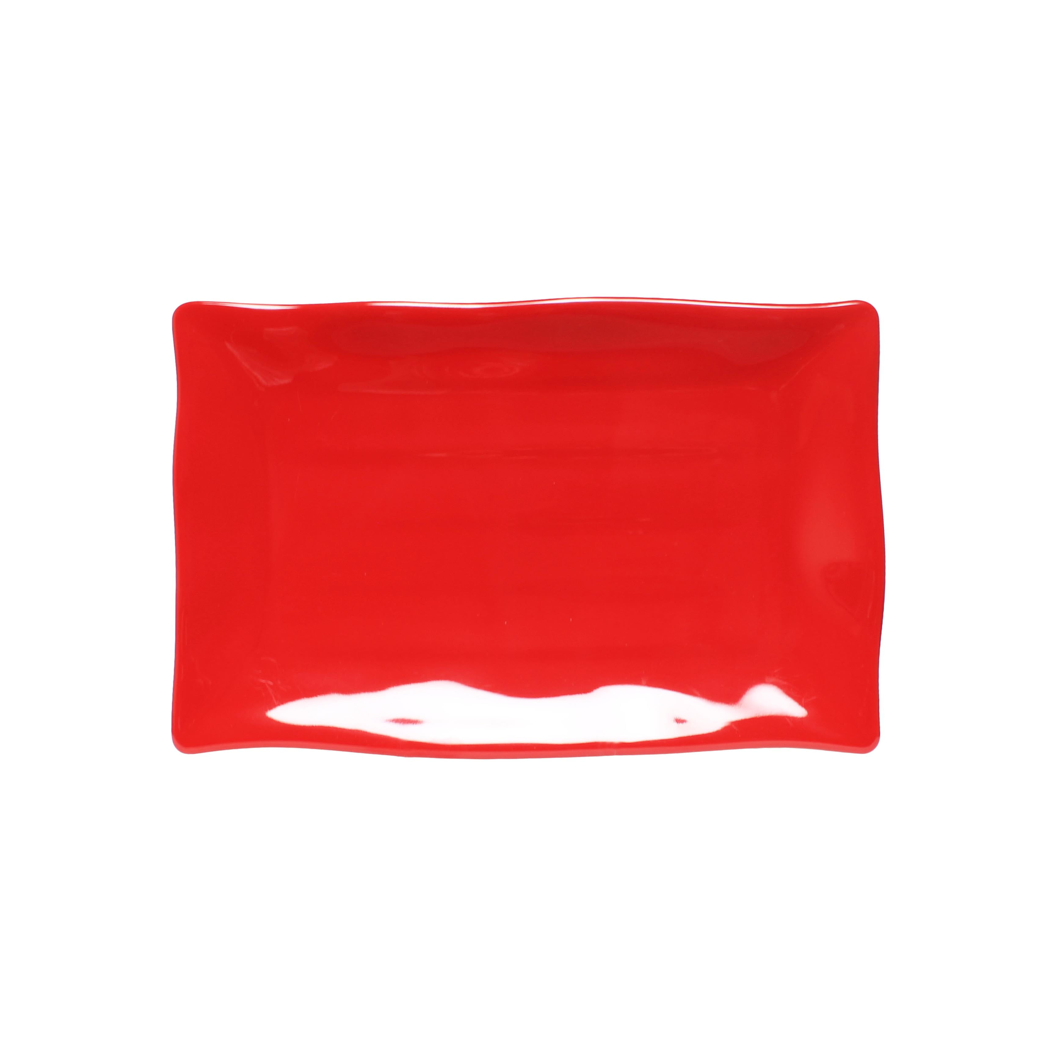 Excellante 11 1/4" X 7 1/4" Wave Rectangular Plate, Pure Red Extra