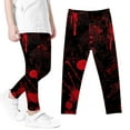 thumbnail image 4 of Odeerbi Toddler Girls Leggings Halloween Ghost Print Stretchy Tights Pants 3-8 Years Kids Soft Comfortable Ankle Length Printed Leggings Red, 4 of 5