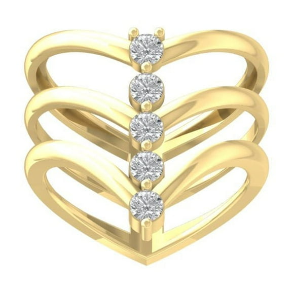 ARAIYA FINE JEWELRY 14K Yellow Gold Round Lab Grown Diamond Band Ring (1/2 cttw, VS Clarity, D-F Color) Size 6.5