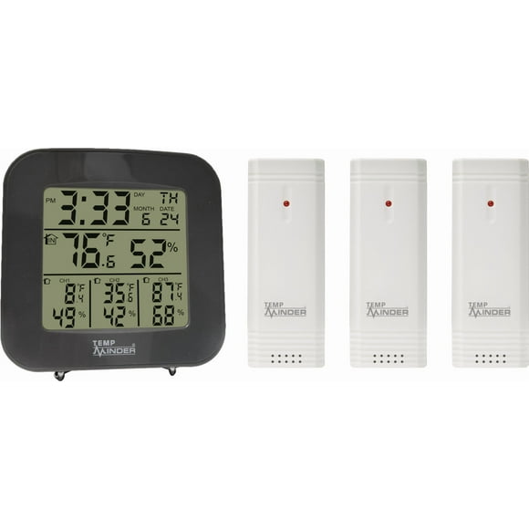 Minder Research Weather Station TM22250VP TempMinder; Used For Refrigerator/Freezer/Compartment/Basement/Heat Safety/Exterior Monitoring And Humidity Alarms Monitoring; Digital; LCD Display