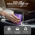 thumbnail image 5 of 18oz Travel Coffee Mug, 316 Stainless Steel Vacuum Insulated Tumbler with 2-in-1 Straw Lid & Strap, Color Gradient Print, 5 of 6