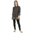 thumbnail image 4 of Moomaya Printed Mandarin Collar Pleated Tunic Shirt Casual Long Top For Leggings, 4 of 7