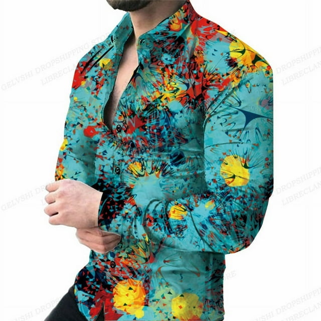 Camisas de leopardo de lujo para hombre, camisas de moda, camisas hawaianas de manga larga, blusas de playa con cadena dorada, ropa para hombre, Camisa Voion para hombre