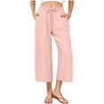 thumbnail image 3 of THDHVS Linen Pants Women,Fashion Women's Pants with Deep Pockets 7/8 Stretch Ankle Sweatpants for Golf Athletic Lounge Travel Work Pink XL, 3 of 7