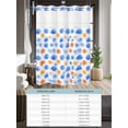 thumbnail image 6 of No Hook Cloth Fabric Shower Curtain with Snap in Liner, Blue Flower Waterproof Shower Curtains Set with See Through Top Window, Cartoon Daisy Garden Florals Watercolor Bath Curtains Shower 60"x72", 6 of 6