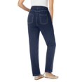thumbnail image 3 of Woman Within Plus Size Straight-Leg Stretch Knit Denim Five-Pocket Jeans, 3 of 6