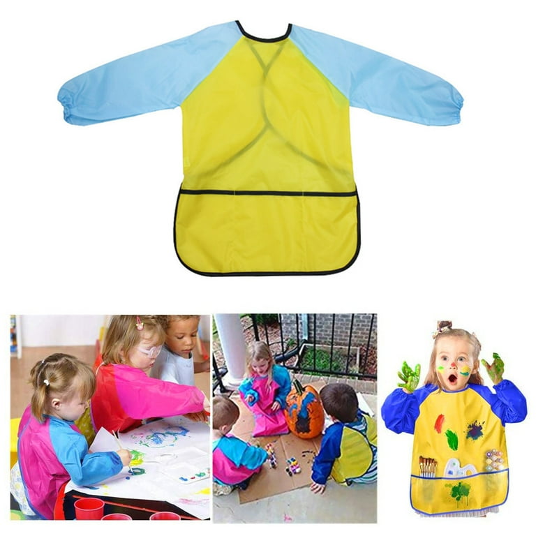 Children Long Sleeve Waterproof Apron Kid Art Craft Painting Cook Feeding  Smock