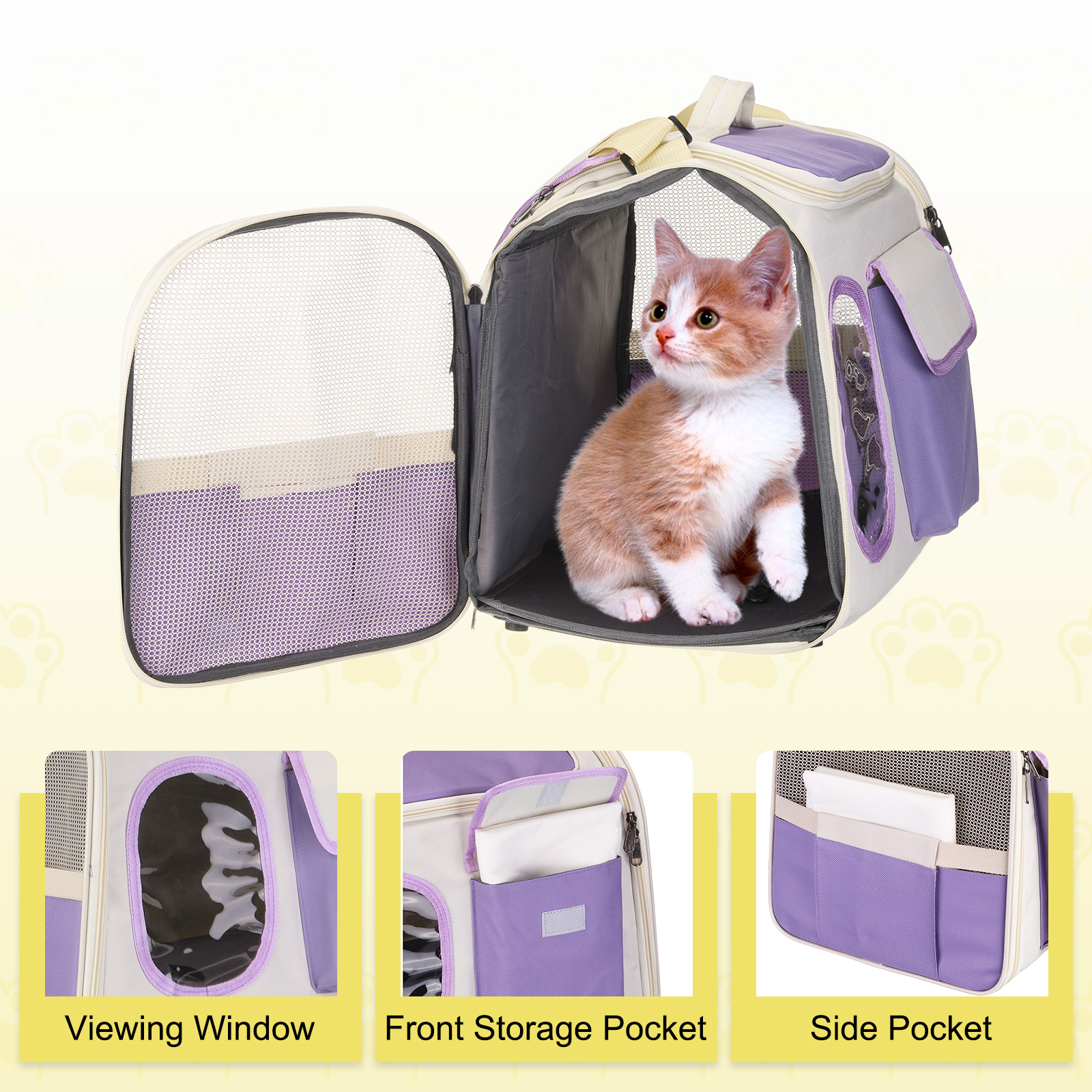 Cat Carrier for Pet, Adjustable Shoulder Strap, Breathable Dog Carrier Cat Carrying Case Pet Travel Bag Green