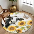 thumbnail image 2 of Round Rug 5Ft Washable Non-Slip, Retro Farmhouse Floral Circle Area Rugs for Living Room Bedroom, Yellow Sunflowers Cows Butterfly Wood Indoor Floor Mats Carpet Runner for Home Decor Aesthetic, 2 of 8