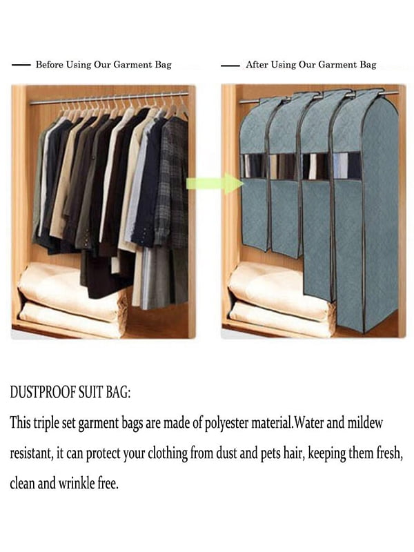 Coat Dress Jacket MISSLO Cotton Shoulder Covers for Clothes Hanging Breathable Garment Bag Clothing Dust Protector Closet Storage with 2 Gusset for Suit Shirt Set of 12