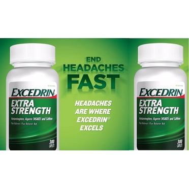 300 Caplets Excedrin Extra Strength Headache Pain Reliever Acetaminophen