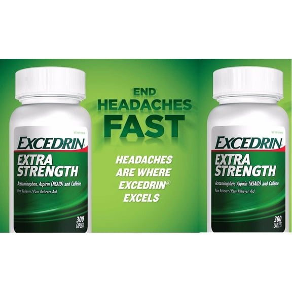 2 PACK| 300 Caplets Excedrin Extra Strength Headache Pain Reliever Acetaminophen