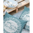 thumbnail image 2 of Pack of 2 Outdoor Pillow Covers, Sunflower You Are My Sunshine White Grey Teal Green Waterproof Square Throw Pillowcase Cushion Decorative Pillow Covers for Couch Patio Tent, 16x16 in, 2 of 6