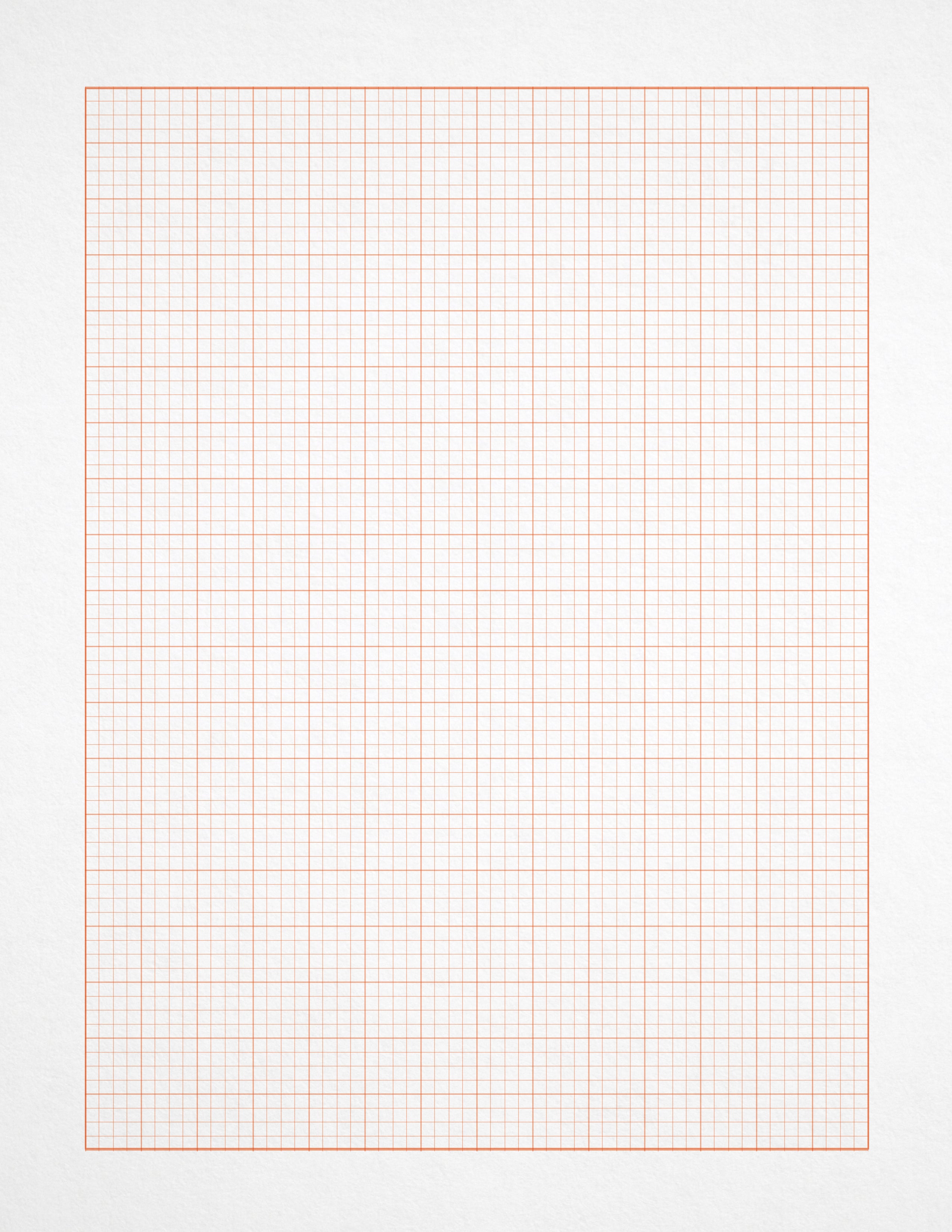 ORANGE Grid Paper : Multi-media grid paper for pencil, ink, marker and watercolor paints. (8.5" x 11") (100 Sheets)