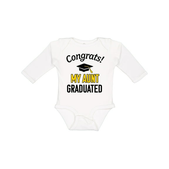 Inktastic Congrats My Aunt Graduated with Cap Boys or Girls Long Sleeve Baby Bodysuit