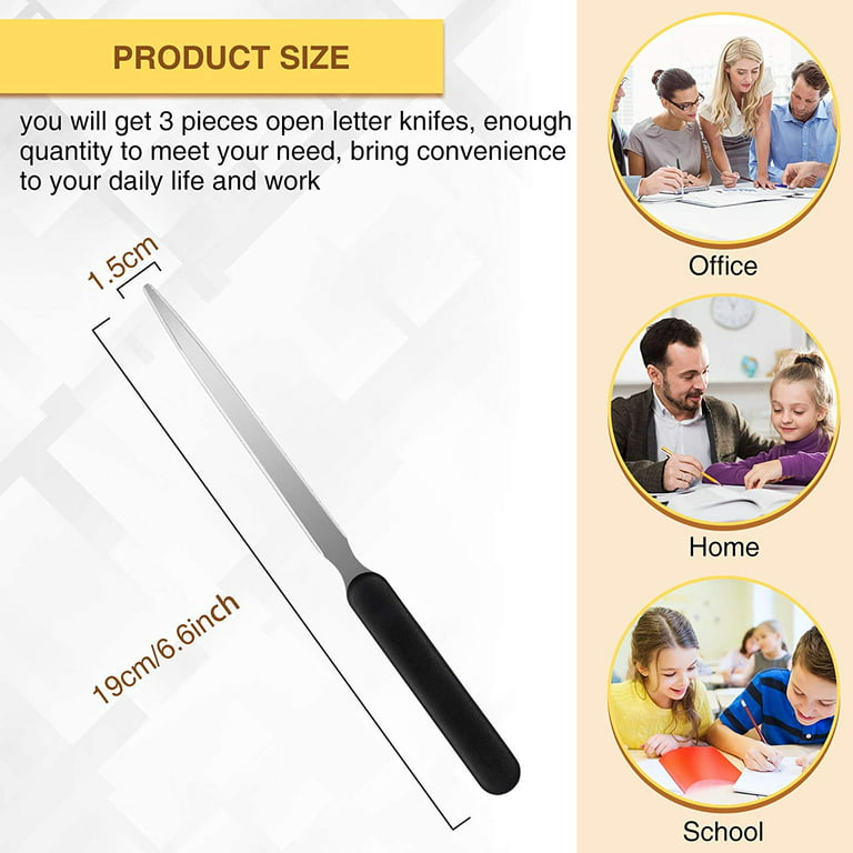 3 Pieces Office Letter Opener Stainless Steel Hand Envelope Slitter  Lightweight Open Letter Knife Humanized Grip Handle Staple Removal Tool Mail  Opene