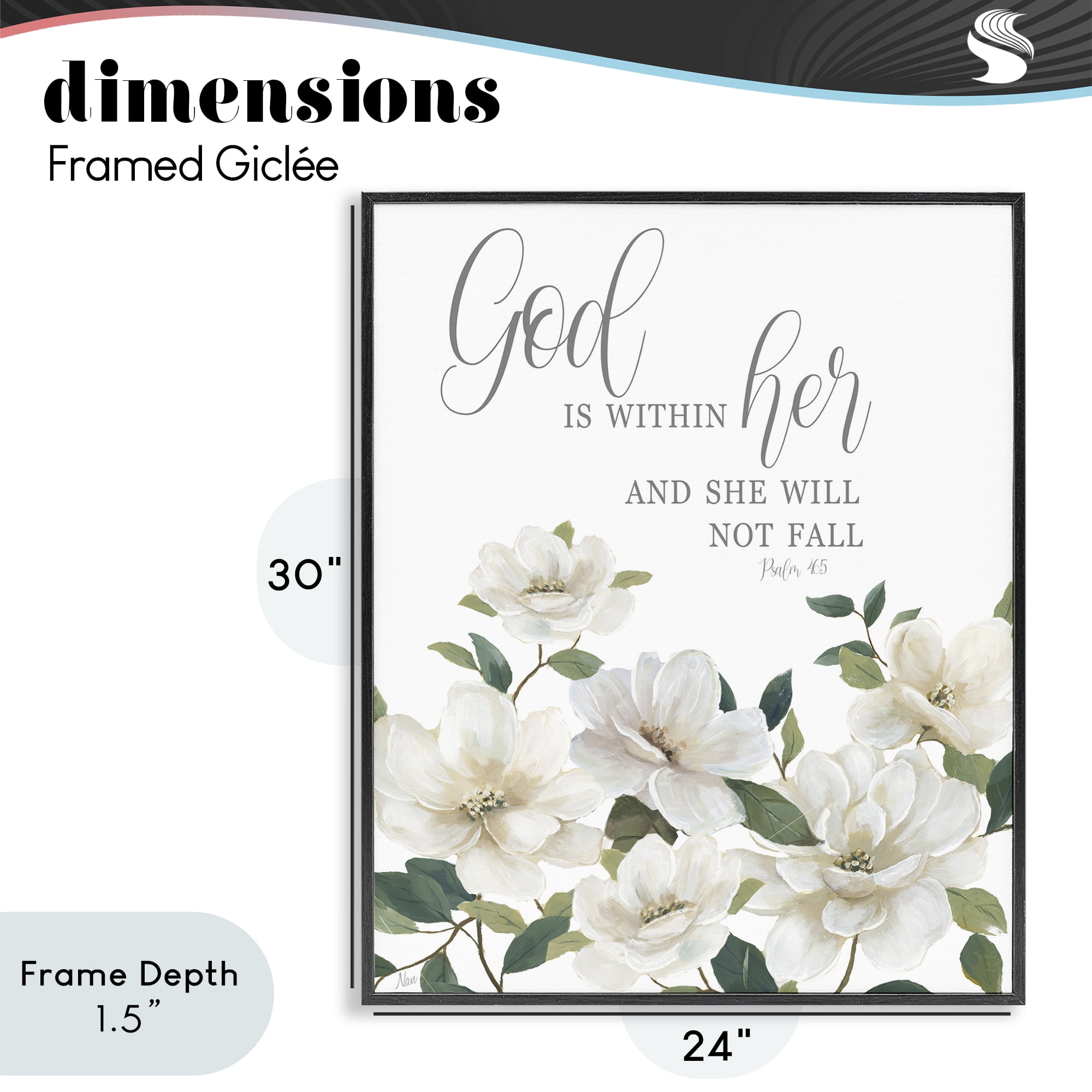 Stupell Industries God Is Within Her Black Framed Giclee Art, design by Nan