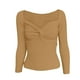 thumbnail image 3 of Suéter de cuello en V para mujer, sudadera informal de manga larga con cuello en V, blusa de punto sólido, suéter para mujer, 3 of 8