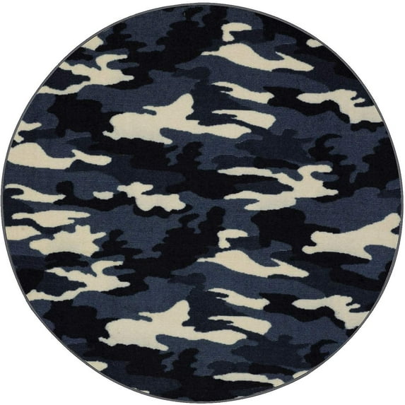 Camouflage Undercover Area Rug for Living Room, Dining Room, Kitchen, Bedroom, Kids, Made In USA - 5' Round