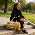 thumbnail image 4 of Hippie Van Quilted Duffle Bag, Boho Travel Weekender Bag with Adjustable Strap, Retro Bus Style for Everyday Travel (18*9*9inch), 4 of 5