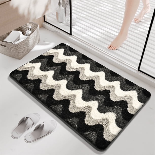 Alfombra antideslizante absorbente, Alfombra para el baño, Alfombra para la entrada, Alfombra para el dormitorio, Black