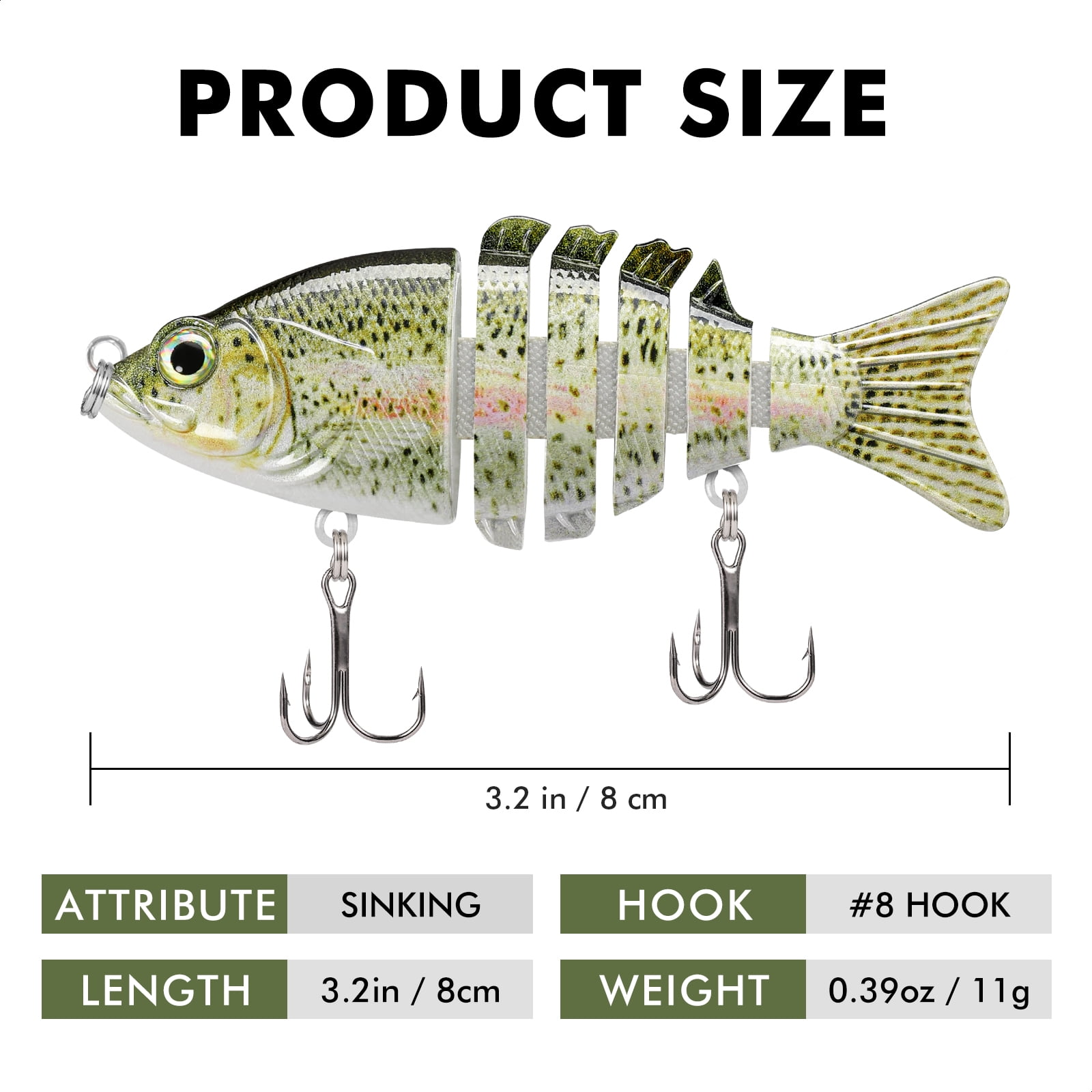 TRUSCEND Swimmax Fishing Lure with BKK Hook， Easy Catch: Wiggling, Vibrating, Rattling with Noise, Heavy-Duty Dyneema Fiber Jointed Swimbait for Bass, Trout, Crappie，Ideal for Family Fishing