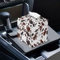 thumbnail image 7 of FUIALDOLG Waterproof Tissue Box Holder, Square PU Leather Tissue Box Cover, Brown Cow Decorative Facial Paper Organizer Dispenser for Bathroom, Night Stands, Desk, 5.1X5.1X5.5'', 7 of 7