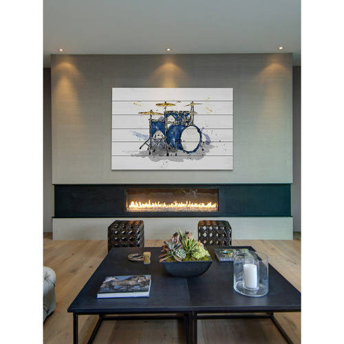 Marmont Hill "Drum Bleu Royal" by Marie-Eve Pharand Painting Print on White Wood