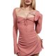 thumbnail image 1 of SAYOO , minivestido informal a la moda para mujer, manga larga, Color sólido, cuello cuadrado, vestido Halter, primavera, vestido con lazo calado SAYOO  Moda, 1 of 9