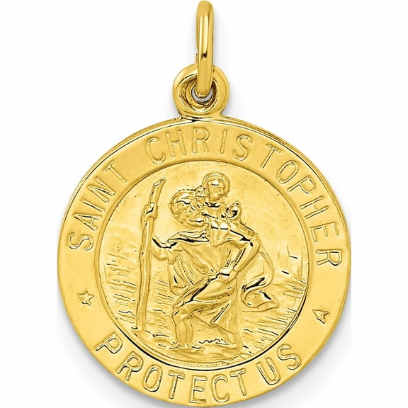 Ss/Gold Plated Sterling Silver Gold-Tone Polished Solid Saint Christopher Medal Pendant (21.02 X 13.2) Made In United States -Jewelry By Sweet Pea