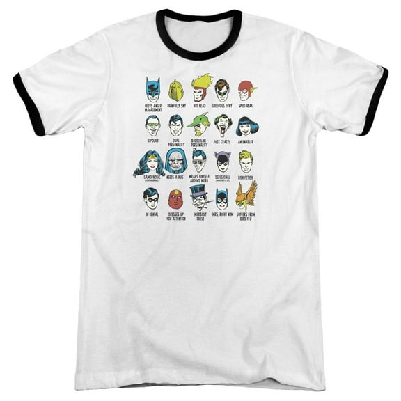 DC Comics Superhero Issues Adult Ringer T-Shirt White/Black