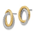 thumbnail image 3 of FJC Finejewelers 14 kt Two Tone Gold Button Two-Toned Fancy Earrings 15 mm x 10 mm, 3 of 6