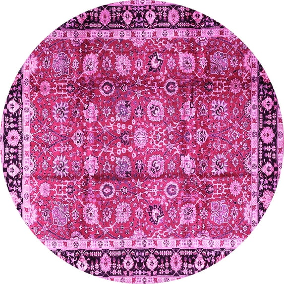 Ahgly Company Indoor Round Persian Pink Traditional Area Rugs, 7' Round