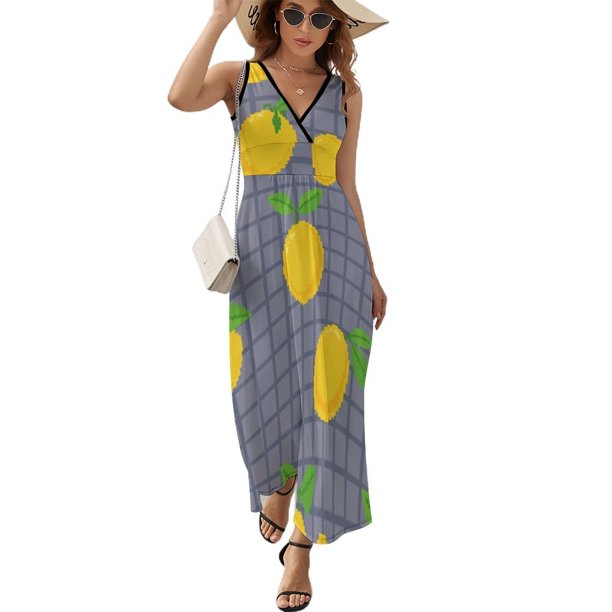 Delicious Lemon Vestido Sin Mangas Vestidos Para Mujer, Vestido Suelto De Verano 2025