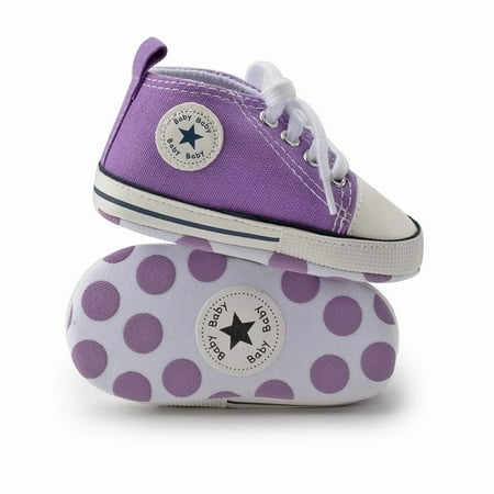 

Baby Shoes Girls or Boy Soft Non-Slip Sole Newborn First Walkers Star Canvas High Top Sneakers Denim Unisex