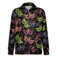 thumbnail image 5 of LNZGNM Mens Mardi Gras Shirts 1/4 Zipper Big and Tall Printed Sweatshirts Stand Collar Long Sleeve Tops Casual Mardi Gras Outerwear,Dark Purple XL, 5 of 7