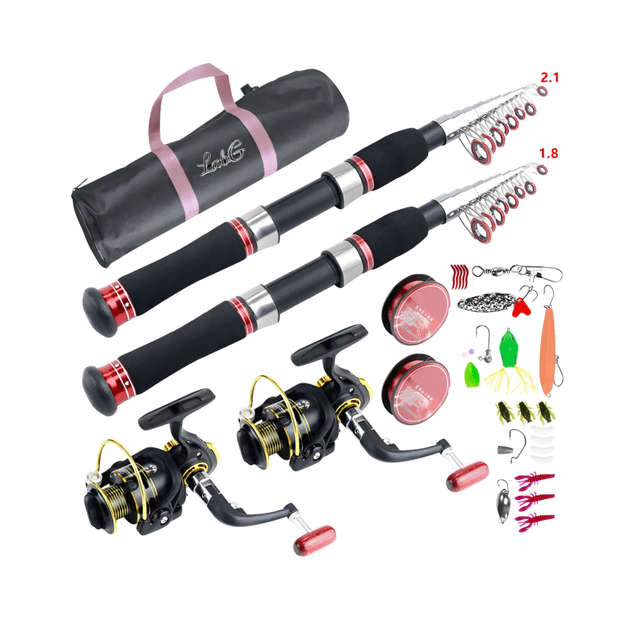 Kit Aros Para Caña De Pescar Telescopica 2 Pieza 1.8 a 2.1 M Lab.G Negro, Rosa