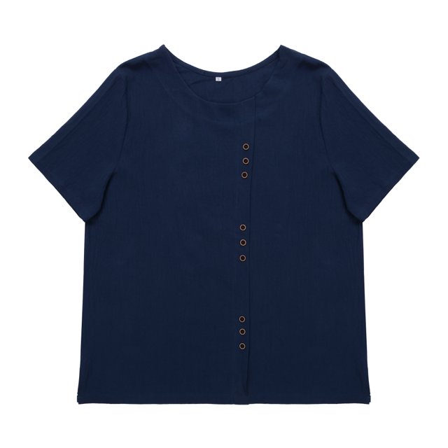 ITFABS Female Tops, Solid Color Round Collar Short Sleeve T-Shirt Pullover