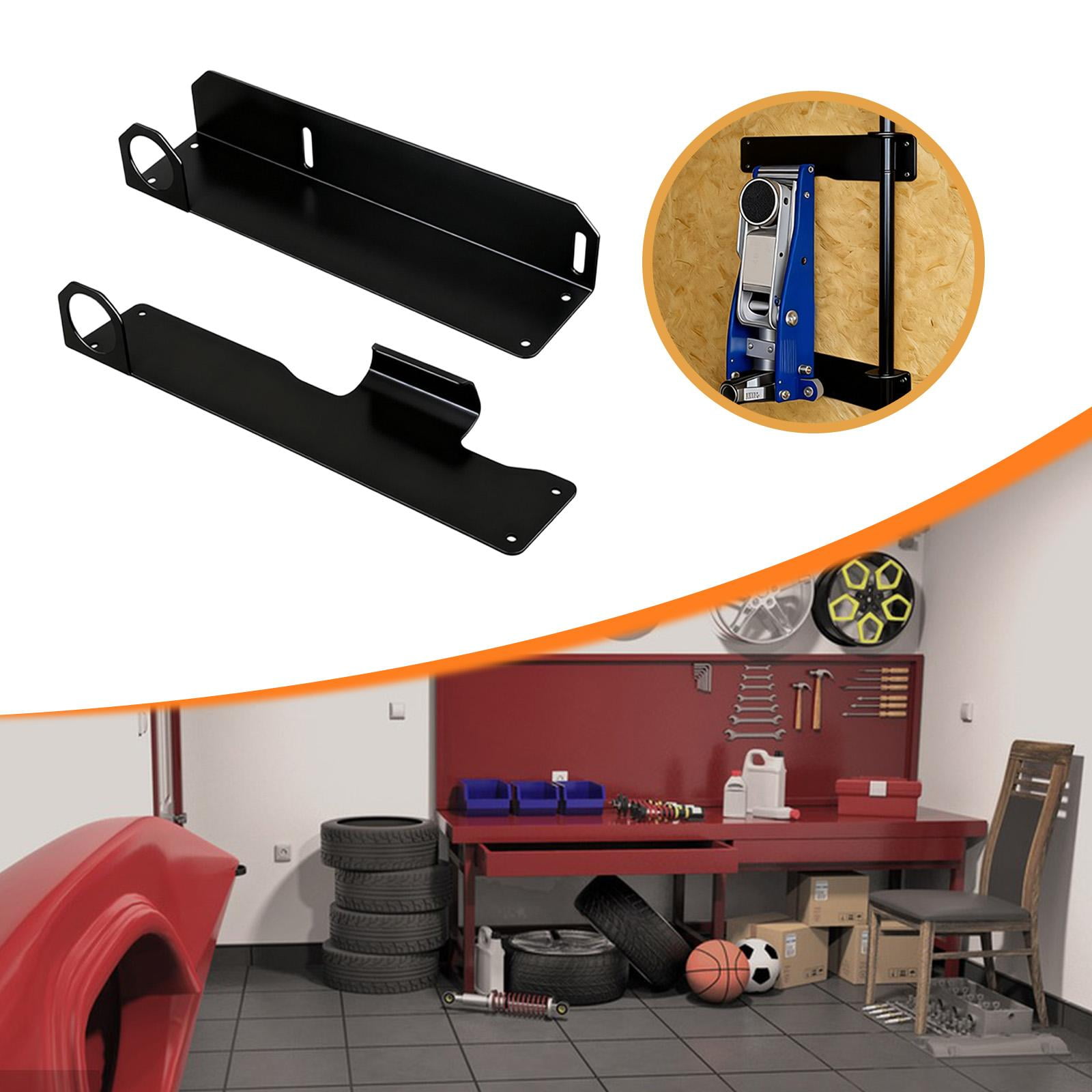Miulika Wall Mounted Floor Jack Stand Hydraulic Trolley Jack Holder Organized Space Saving Heavy Duty Bracket for Park Yard Tool Room black