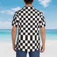 thumbnail image 4 of Kll Men'S Hawaiian Shirt Short Sleeve Button Down Beach Shirts-Black And White Checkerboard, 4 of 7