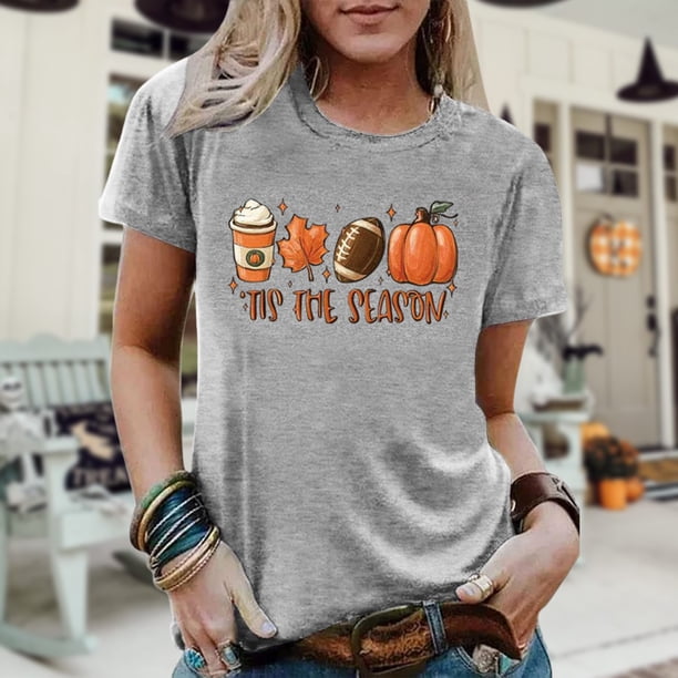 Camiseta Camisetas gráficas con cuello redondo, top holgado, traje informal de calle para mujer (gris oscuro XXL) Cgtredaw Gris oscuro T XXL para Mujer