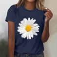 thumbnail image 1 of Blouses à Col Rond pour Femmes T-Shirts à Manches Courtes Haut à Imprimé de Marguerites, 1 of 4