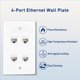 thumbnail image 4 of Placa de pared Keystone mate de 4 puertos con acoplador RJ45, placa Ethernet profesional, 4 of 8