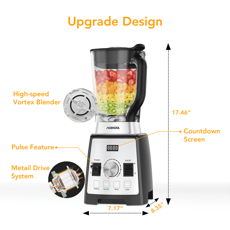 Mounchain Smoothie for Kitchen, Countertop Blenders for Shakes Smoothies with 4 Presets, 70 Oz Glass Jar Ice Fruit Blender Adjustable Speeds - Walmart.com