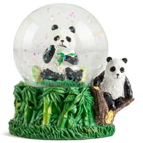 Bamboo Panda 3 x 3 Miniature Resin Stone 45MM Water Globe Table Top Figurine