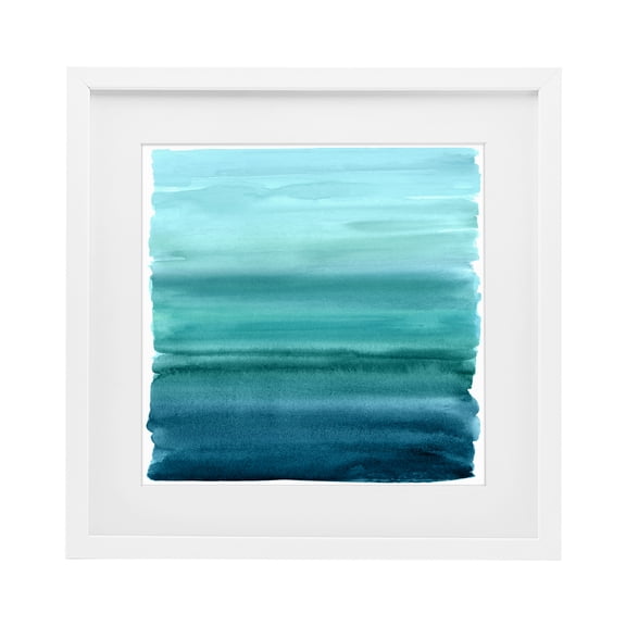 Stupell Industries Aqua Ombre Gradient White Framed Print Under Glass, design by Allie Corbin