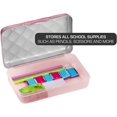thumbnail image 4 of It's Academic Metallic Pencil Case Box, Hard , Stylish Quilted-Pattern Lid, Rose Gold, 4 of 5