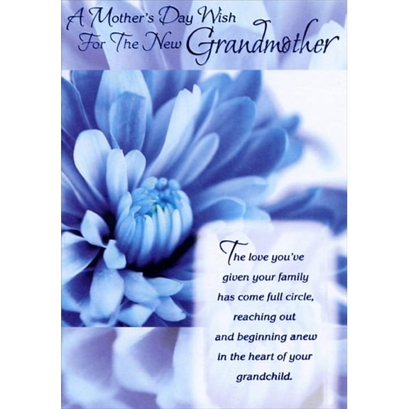 Designer Greetings Blue Flower Closeup Mother's Day Card for New Grandmother