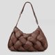thumbnail image 4 of Bolso de hombro de nailon de algodón con plumón de gran capacidad con diseño de bolso bandolera, bolso de mano tejido negro, bolso grande plisado versátil, 4 of 5