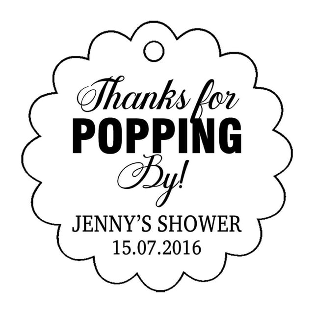 100 PCS Personalized Baby Shower Favors Tags Custom Quote Thank You For Popping By Baby Shower Gift Hang Tags